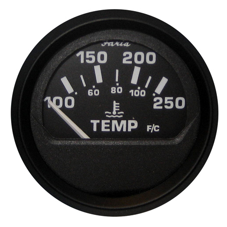 FARIA BEEDE INSTRUMENTS Euro Black 2" Water Temperature Gauge (100-250 F) 12812